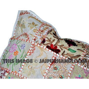 20x20" X Large White Gypsy Patchwork Pillows For Bed on sale Boho Patio Cushions-Jaipur Handloom