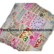 20x20" X Large White Gypsy Patchwork Pillows For Bed on sale Boho Patio Cushions-Jaipur Handloom