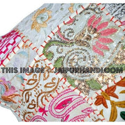 20x20" X Large White Gypsy Patchwork Pillows For Bed on sale Boho Patio Cushions-Jaipur Handloom