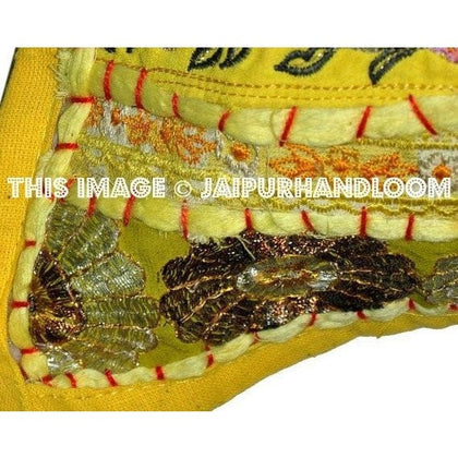 20x20" Yellow Patchwork Sofa Cushions Indian Style Organic Euro Shams-Jaipur Handloom