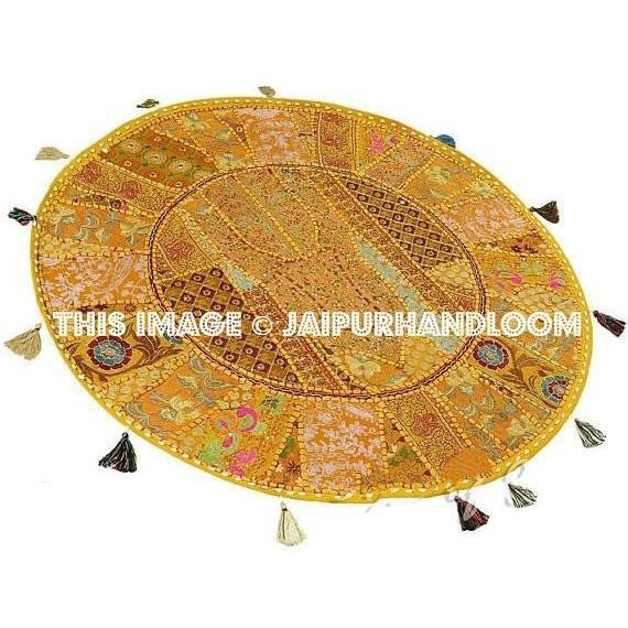 22" Round FLOOR PILLOW floor cushion round Patchwork Pillow, Seating Pillow, Vintage Pillow, Decorative Floor Pillow, bean bag pouf