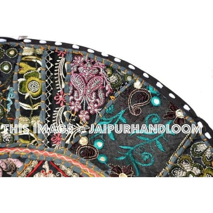 22" XL Round FLOOR PILLOW floor cushion round Patchwork throw Pillow, Seating Pillow, Vintage Pillow, Decorative Floor Pillow-Jaipur Handloom