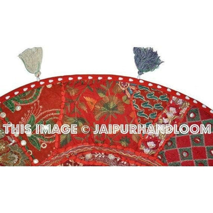 22" XL Round FLOOR PILLOW floor cushion round Patchwork throw Pillow Vintage Pillow, Decorative Floor Pillow, bean bag pouf-Jaipur Handloom