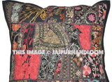 24" Black dining chair pillows indina embroidered throw pillows for sofa-Jaipur Handloom