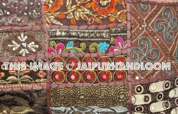 24" Brown Decorative throw Pillows for couch indian embroidered bed pillows-Jaipur Handloom