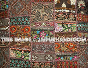 24" Brown Decorative throw Pillows for couch indian embroidered bed pillows-Jaipur Handloom