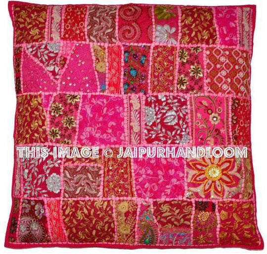 24" Decorative Vintage Throw pillow Embroidered Pink Sofa Pillows Cushions
