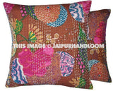24" Indian Kantha Double Stitched Thread Cushion Pillow Cover Ethnic Vintage Decor Art Kantha Pillow Cover Kantha throw Pillow cushion Cover-Jaipur Handloom