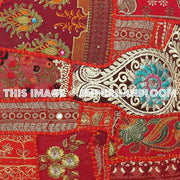 24" Red floor cushions handmade indian throw pillows for sofa couch-Jaipur Handloom