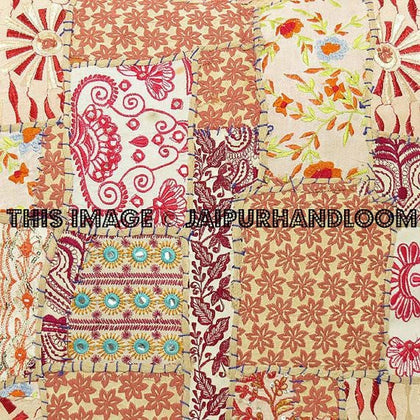 24" White Bohemian Throw Pillows for couch Indian Handmade Bedroom Shams-Jaipur Handloom