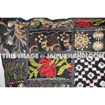 24 inches square sofa cushions bohemian embroidered dining chair pillows-Jaipur Handloom