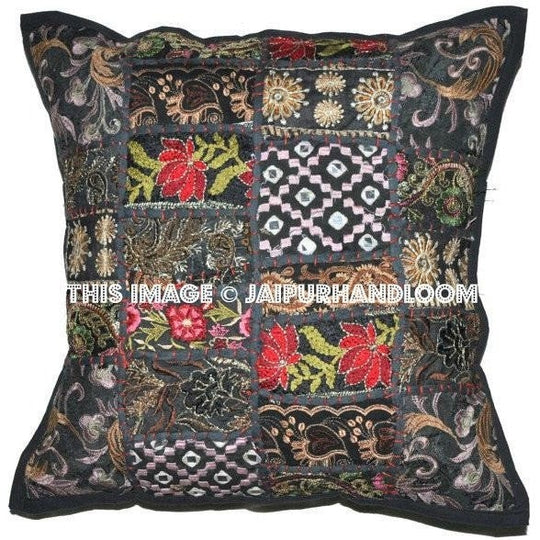 24 inches square sofa cushions bohemian embroidered dining chair pillows-Jaipur Handloom