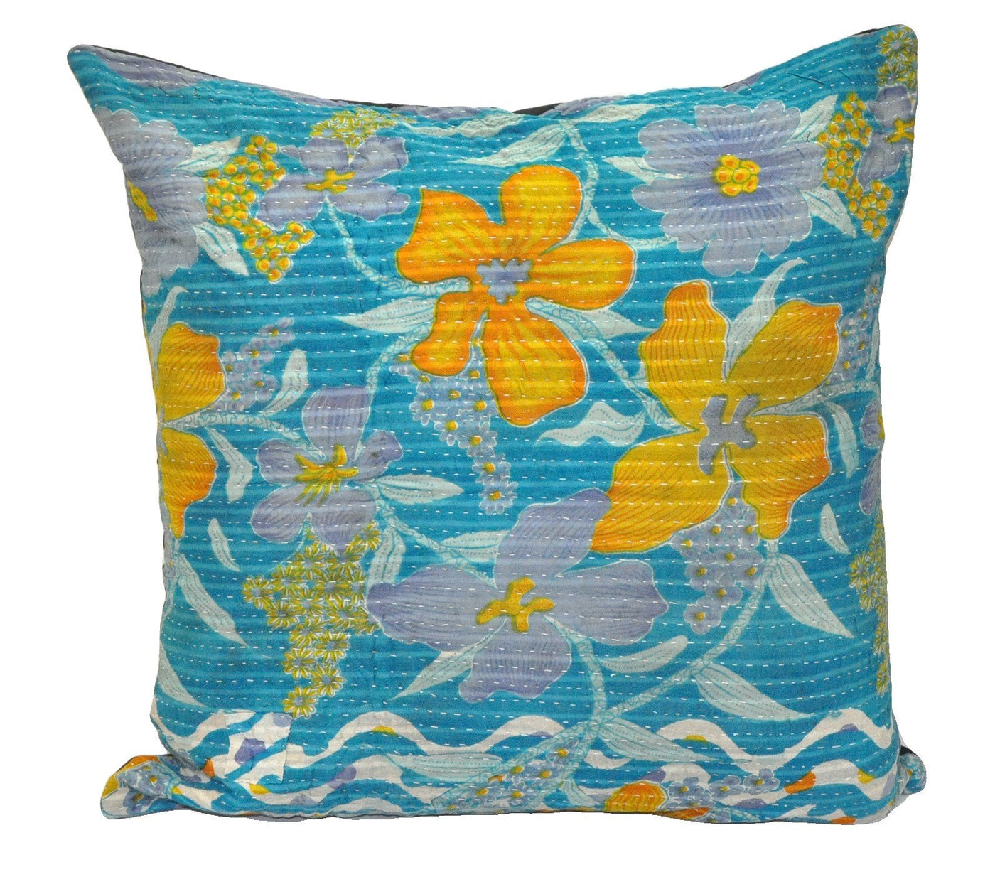 24" sofa throw pillows handmade kantha cushion covers boho toss pillows - P21-Jaipur Handloom