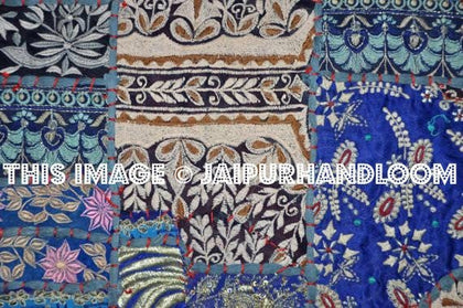 24" vintage patchwork sofa pillows boho embroidered dining chair cushions-Jaipur Handloom