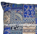 24" vintage patchwork sofa pillows boho embroidered dining chair cushions-Jaipur Handloom