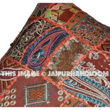 24 x 24 Red Bohemian Sofa Pillows Handmade Throw Pillows for Couch-Jaipur Handloom