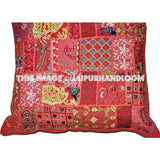 24 x 24 Red pillow cases Indian Embroidered Throw Pillows For Couch-Jaipur Handloom