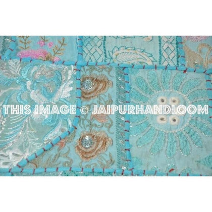 24 x 24 Throw Pillow cushion for couch Boho Embroidered Floor Cushions-Jaipur Handloom