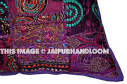 24X24 Purple decorative throw pillows indian patchwork sofa cushions-Jaipur Handloom