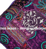 24X24 Purple decorative throw pillows indian patchwork sofa cushions-Jaipur Handloom