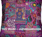 24X24 Purple decorative throw pillows indian patchwork sofa cushions-Jaipur Handloom