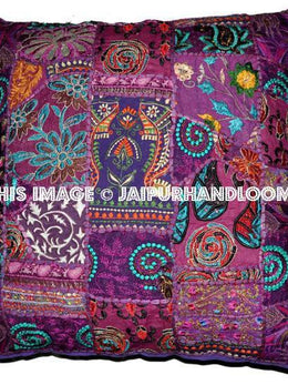 24X24 Purple decorative throw pillows indian patchwork sofa cushions