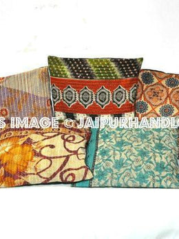 24X24 XL Set Of 5 Pillow Covers Vintage Kantha throw Pillows for couch sofa