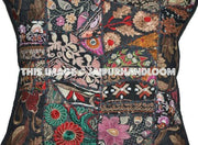 24X24 XL black patchwork cushion on sale buy embroidered pillows for couch-Jaipur Handloom