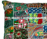 24X24 XL green indian patchwork pillows covers boho outdoor furniture cushions-Jaipur Handloom