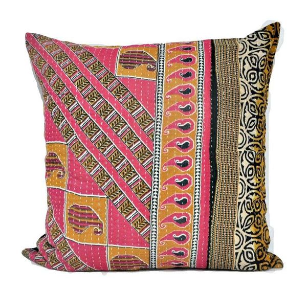 24X24 inches kantha pillow case cushions for car indian sofa throw cushions | Jaipur Handloom