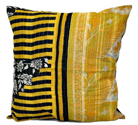 24X24 inches sofa throw pillows indian vintage kantha cushion cover - P51-Jaipur Handloom