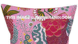 24x 24 Pink kantha Pillow Cover, kantha Throw Pillow, Decorative kantha Pillow, Indian Pillow, Pillowcase, Indian Cushion Cover, Large Pillow-Jaipur Handloom