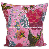 24x 24 Pink kantha Pillow Cover, kantha Throw Pillow, Decorative kantha Pillow, Indian Pillow, Pillowcase, Indian Cushion Cover, Large Pillow-Jaipur Handloom