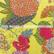 24x 24 Yellow kantha Pillow Cover, kantha Throw Pillow, Decorative kantha Pillow, Indian Pillowcase, Indian Cushion Cover Extra Large Pillow-Jaipur Handloom
