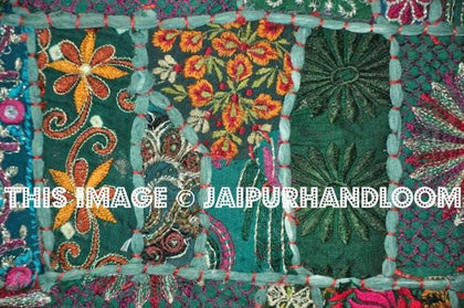 24x24" Green Decorative throw Pillows for couch embroidered sofa cushions-Jaipur Handloom