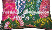 24x24 Indian Kantha Pillow Cover Floral Pillow 24x24 Floor Pillow Indian Pillow-Jaipur Handloom