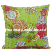 24x24 Indian Kantha Pillow Cover, Kantha throw Pillow, kantha cushion Cover, Floral Pillow, 24x24 Floor Pillow, Indian Pillow, Large Pillow-Jaipur Handloom