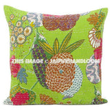 24x24 Indian Kantha Pillow Cover, Kantha throw Pillow, kantha cushion Cover, Floral Pillow, 24x24 Floor Pillow, Indian Pillow, Large Pillow-Jaipur Handloom