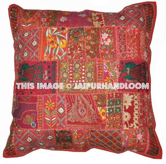 24x24" Indian Style Sofa Pillows Handmade embroidered floor cushions