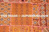 24x24" Large Orange Indian Patchwork Pillow For Sofa Boho garden cushions-Jaipur Handloom
