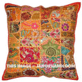 24x24" Orange Decorative throw Pillows for couch dining chair cushions-Jaipur Handloom
