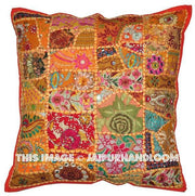 24x24" Orange Decorative throw Pillows for couch dining chair cushions-Jaipur Handloom