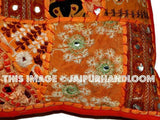 24x24 Orange Patchwork Pillow Cover Indian style outdoor cushions for chair-Jaipur Handloom