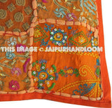 24x24" Orange embroidered sofa pillows boho handmade bedroom shams-Jaipur Handloom
