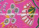 24x24 Pink Handmade Kantha Pillow, Kantha Decorative throw Pillow, kantha cushion cover, Floral Pillow Cushion, Indian Pillow, Cotton Pillow-Jaipur Handloom