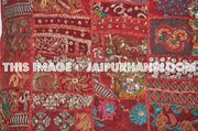 24x24" Red Patchwork Sofa Pillows Indian Embroidered Pillow cases on sale-Jaipur Handloom