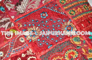 24x24" Red Patchwork Sofa Pillows Indian Embroidered Pillow cases on sale-Jaipur Handloom
