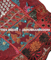 24x24" Red Patchwork Sofa Pillows Indian Embroidered Pillow cases on sale-Jaipur Handloom