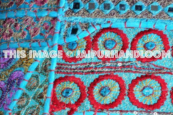 24x24" Turquoise Meditation Pillows Indian Organic Yoga Pillows Cushions