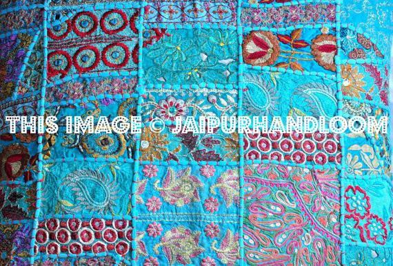 24x24" Turquoise Meditation Pillows Indian Organic Yoga Pillows Cushions